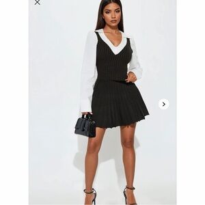 Fashion Nova Miss Posh Sweater Pleated Skirt Set